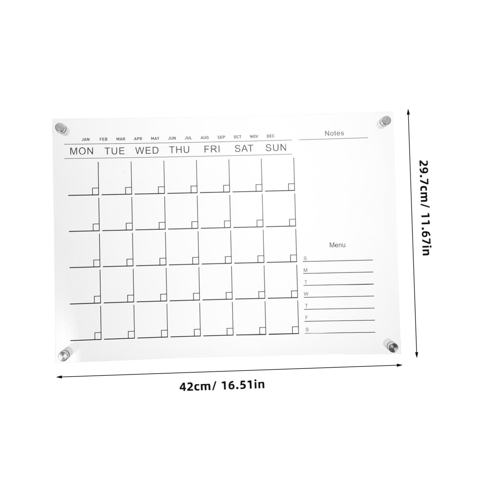 Healeved Acryl Kalender Wandplaner Abwischbar mit Whiteboard Stift Wochenplaner zur Wandmontage Transparent Robust und Wiederverwendbar Büro und Schulbedarf Zufällige Farbe
