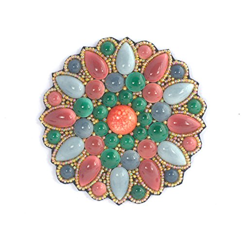 Broche porcelaine grande fleur romantique | Cadeau idéal rose vert gris