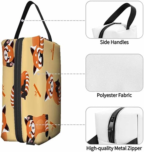 Miniatura 4 de Bolsa de maquillaje Bolsa de cosméticos de viaje, bolsa de maquillaje portátil versátil con cremallera para mujeres, Rojo (Red Panda)