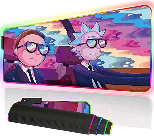 Bimormat RGB Mouse Pad LED Light Gaming Mouse Pad with Rubber Base Colorful Computer Carpet Desk Mat for PC Laptop (35.4 * 15.7 inch) (9040rkmomo)