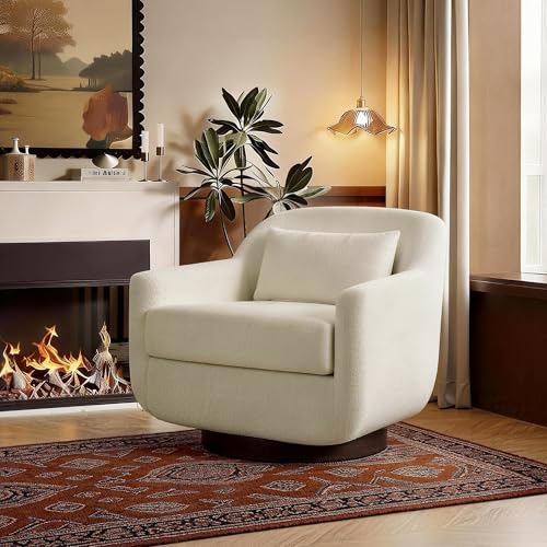 Sillón Barrel Giratorio Chenille Beige miniatura 4