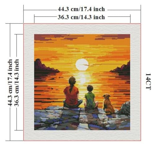 Image of ITSTITCH Stamped Cross Stitch Kits - Full Range of Embroidery Patterns for Beginners or Adults,14 CT 2 Strands DIY Counted Needlepoint Arts Craft-Sunrise Over the sea 17.3x17.3 inch