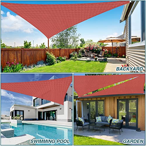 ECOOPTS 21'x24'x32' HDPE Sun Shade Sail Right Triangle Canopy Shades for Outdoor Patio Pergola Cover Blockage 95% UV Resistant(Red)