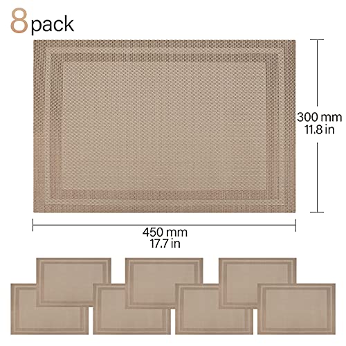 EXCOVIP Set of 8 Placemats, Non-Slip Crossweave Woven Vinyl Insulation Place Mat Washable Table Mats For Restaurants Party Decoration 45 x 30 cm(Champagne) - Image 5