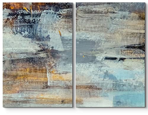 wall26 Canvas Print Wall Art Set Blue & Yellow Grunge Color Field Abstract Patterns Digital Art Modern Art Chic Scenic Colorful Multicolor for Living Room, Bedroom, Office - 16