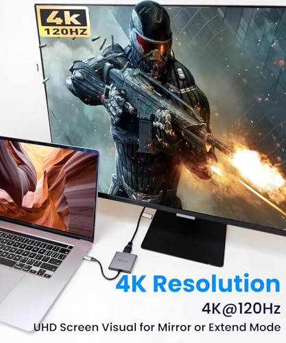 Image of USB C to HDMI Adapter, 4K@30 HDMI to USB C,USBC to HDMI Adapter with USB 3.0, 100W PD Charging, Multiport Hub Compatible with MacBook Pro, iPad Air, iPhone, Laptop, TV, Switch, Monitor and More