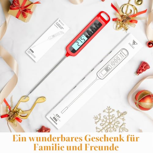 Foto von DOQAUS Grillthermometer Fleischthermometer 3S Instant Read Bratenthermometer Thermometer Küche Küchenthermometer IPX6 Wasserdicht mit Gegenlicht, Eingebauter Magnet, für Küche, Außengrill und BBQ