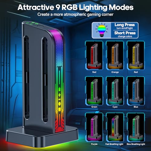 Image of Switch 2 Controller Charger Dock for 2025 Nintendo Switch 2 JoyCon, 2.5H Fast Magnetic Charging Station with LED RGB & Indicator, Compact Joy-Con 2 Detachable Charging Accessories with Cable Protector