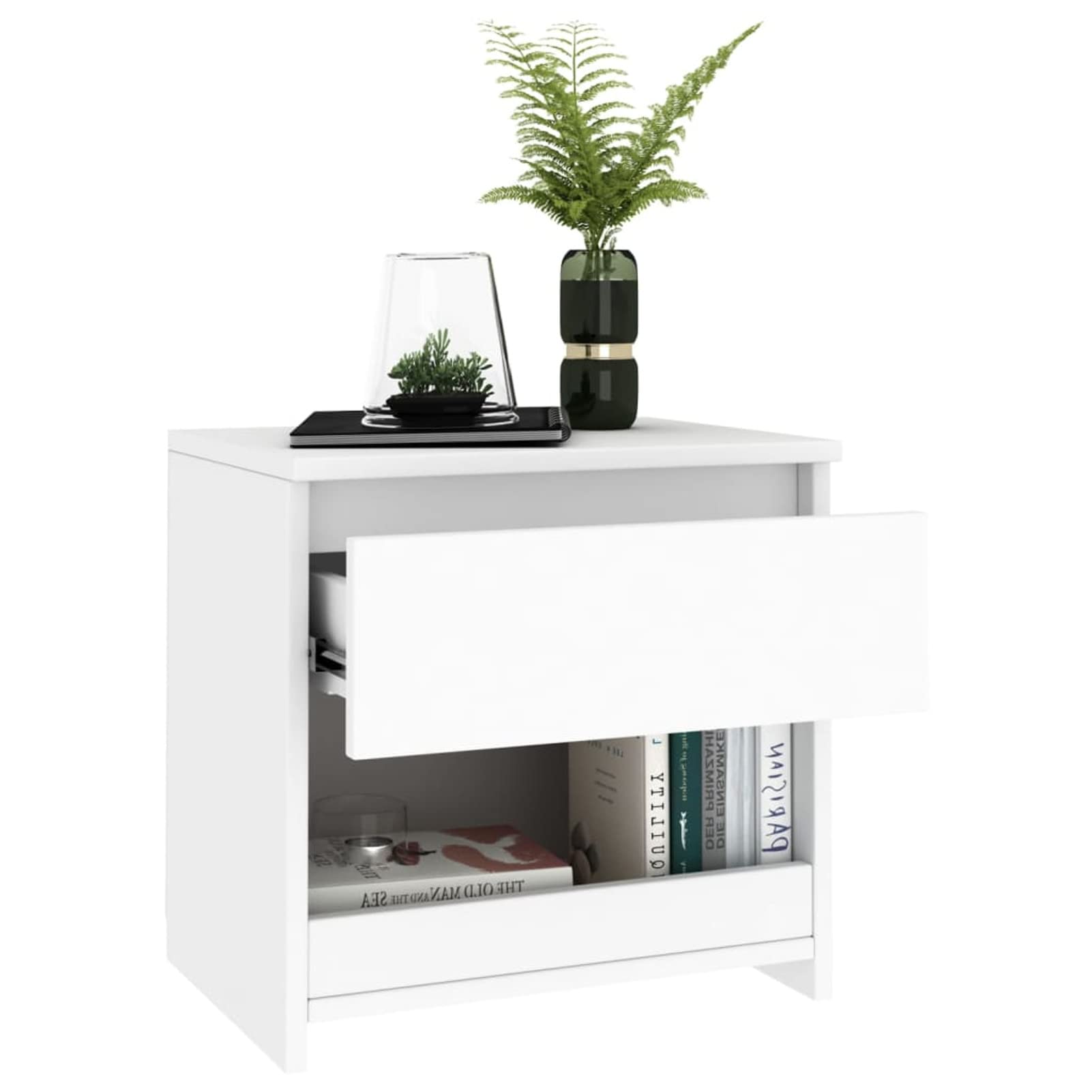 Credenza Tidyard In Legno Multistrato, Con Cassetto E Anta, 30x30x70 Cm, Bianco, Per Camera Da Letto E Salotto - 4