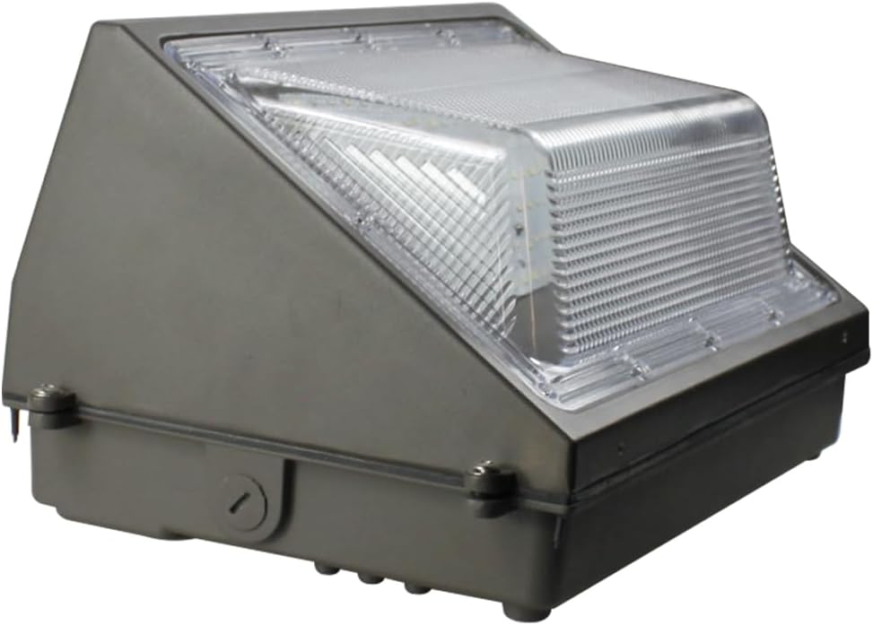 100W 480V LED Wall Pack Light High Voltage Commercial Outdoor Security Lighting Wall Lamp Dark Bronze DLC Lighing Facts