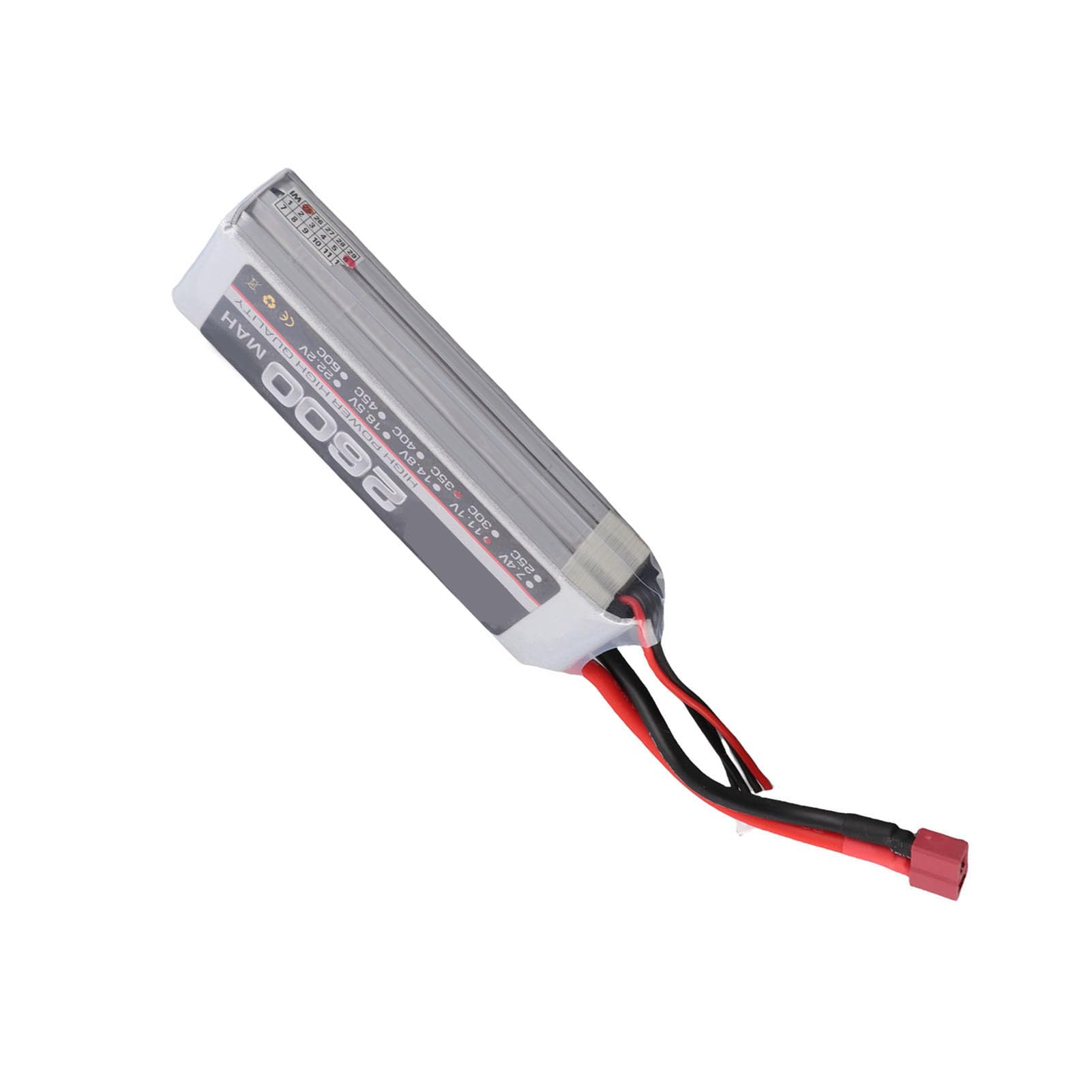 HEEPDD Batteria LiPo da 2600 MAh 11,1 V, capacità Elevata, Ideale per gli Appassionati di Aerei e Droni RC Batteria LiPo da 2600 MAh 11,1 V, Polimeri di Litio, Giocattolo Modello Nan (Spina a T)