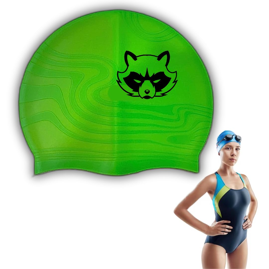 MapacheMapache Swim Wavy Series Swimming Cap for All Professional Swimmers and Beginners to Swimming, Silicone Swimming Cap for Swimming Sports Color (Grassy Green)