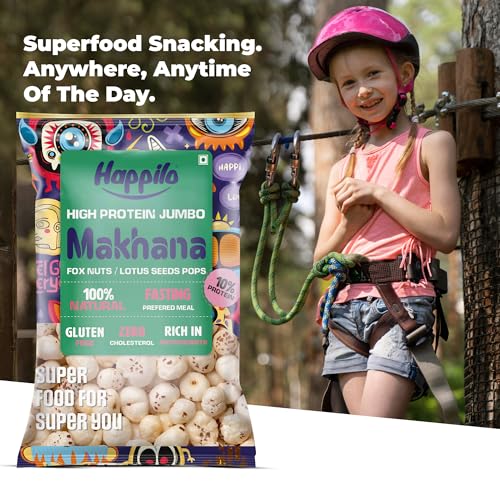 Image of Happilo Premium Jumbo Fox Nuts (Phool Makhana) 200g, Healthy Snack Low Calorie Gluten Free and Vegan (Pack of 2)