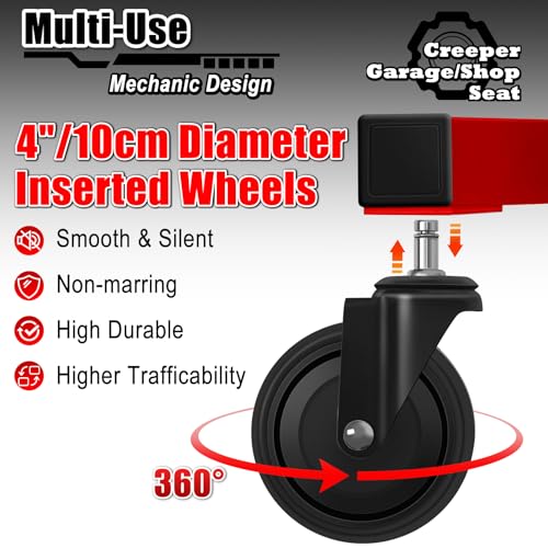 Bundle-Yellow Shop Stool and Red Creeper Seat