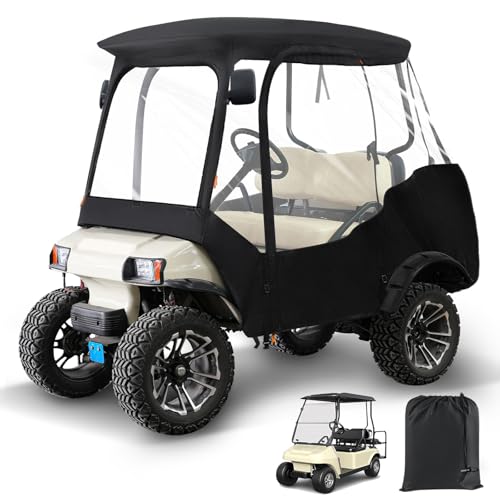 CartClan Golf Cart Enclosure Suitable for 4 Passenger Club Car DS Golf Carts, Club Car DS Golf Cart Heavy Duty Rain Cover with 4 Zipped Doors(Includes Storage Bag)