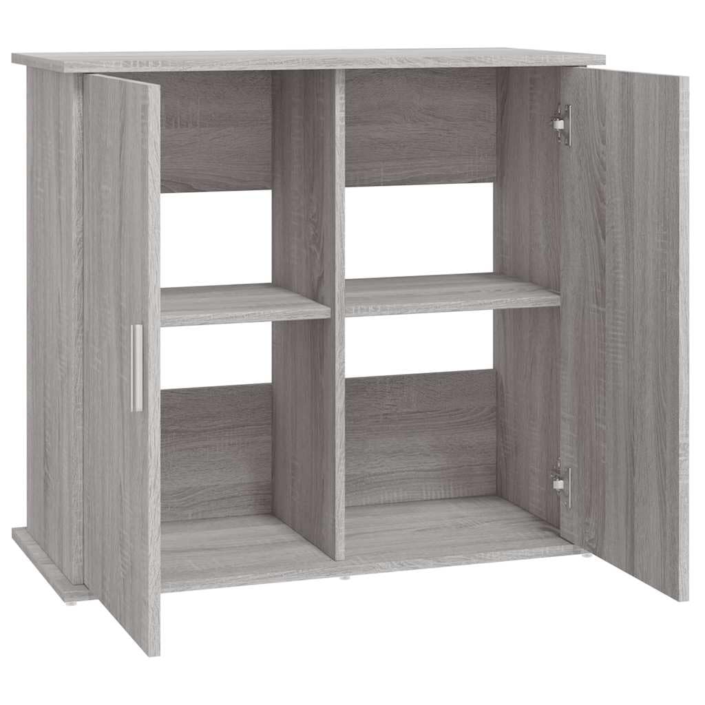 Soporte para acuario, color gris, de madera Sonoma, 81 x 36 x 73 cm, armario inferior estable con espacio de almacenamiento y puertas para accesorios de acuario, estantería, muebles, ideal