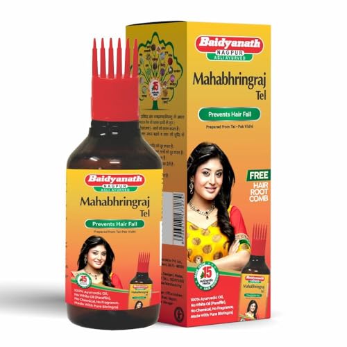Image of Baidyanath Asli Ayurved Maha Bhringraj Hair Oil - 200 ml | Mahabhringraj Tel | 100% Ayurvedic Oil with Free Hair Root Comb