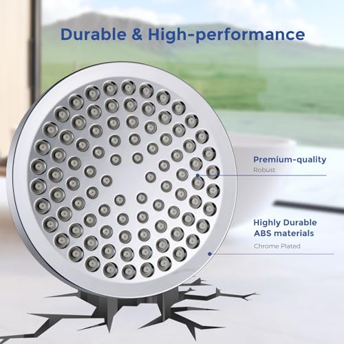 Shower Head with Water Softening Filter for Hard Water - Reduces Chlorine, Heavy Metals - High Pressure (6 Round, Chrome)