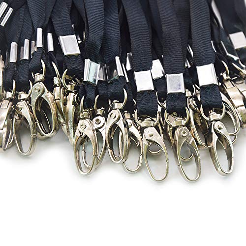 Black Bulk Lanyards for Id Badges Nylon Neck Flat Lanyard Swivel Hook clips - Image 2