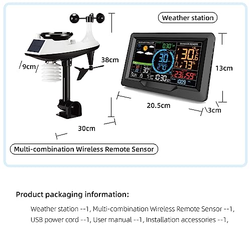 Morelian FJ3390A Multifunctional Professional Weather Station Temperature, Humidity, Wind Speed and Rainfall Detection Weather Forecast Clock