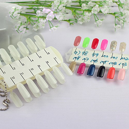yueton Pack of 2 Sets 36 Tips Per Unit Double Layer Nail Color Display Card Nail Art Practice Design Training Plastic Polish Board Swatches with Ball Chain