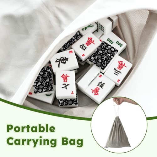 VETEB American Mahjong Tile Set Halloween Seamless Skeletons Pumpkins Bats Black Cats Webs Haunted 166 Acrylic Mahjong Tiles 1.4" Large Mahjong Game Set with Bag and Accessories for Gift Travel Party - Image 5
