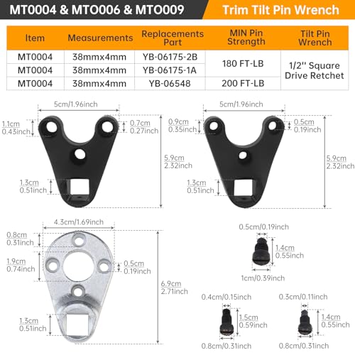 Image of Windance Outboard Trim /Tilt Pin Wrench Tools Set MT0004 MT0006 MT0009 Remove Trim /Tilt Caps or Seals on Hydraulic Steering Cylinders Fit for Yamaha Suzuki Evinrude Honda Johnson