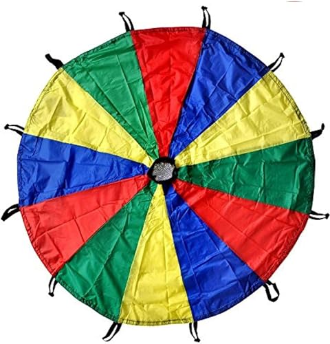Image of Fitfix Kids Play Parachute 12 Feet with 12 Handles and Carry Bag - Perfect for Fun, Learning, and Physical Activity in Preschool, Birthday Parties, and Everyday Play
