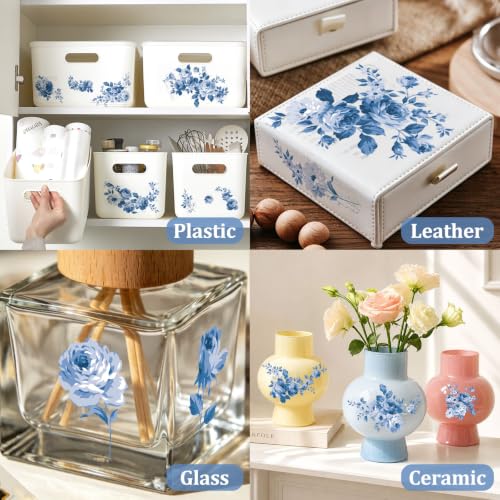 WANDIC 6 Sheets Rub On Transfer Stickers, Blue Flowers Decals Waterproof Furniture Transfers for DIY Scrapbooking by WANDIC - Image 6
