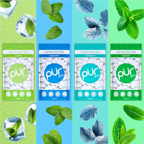 Image of PUR Gum | Aspartame Free Chewing Gum | 100% Xylitol | Natural Flavored Gum, Variety Pack, 55 Pieces (Pack of 8)