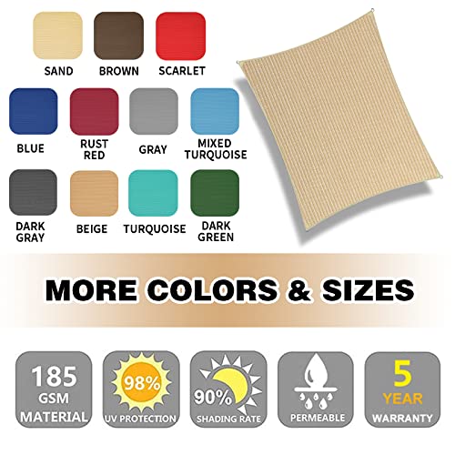 Amagenix Sun Shade Sails Canopy, Sand Rectangle Outdoor Shade Canopy 16' X 20' Uv Block Canopy For Outdoor Patio Garden Backyard #TOP1
