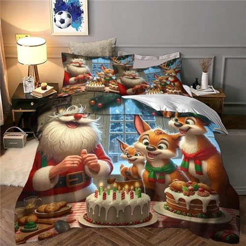 Housse de couette de Noël imprimé 3D avec fermeture éclair microfibre 200x200 - 5