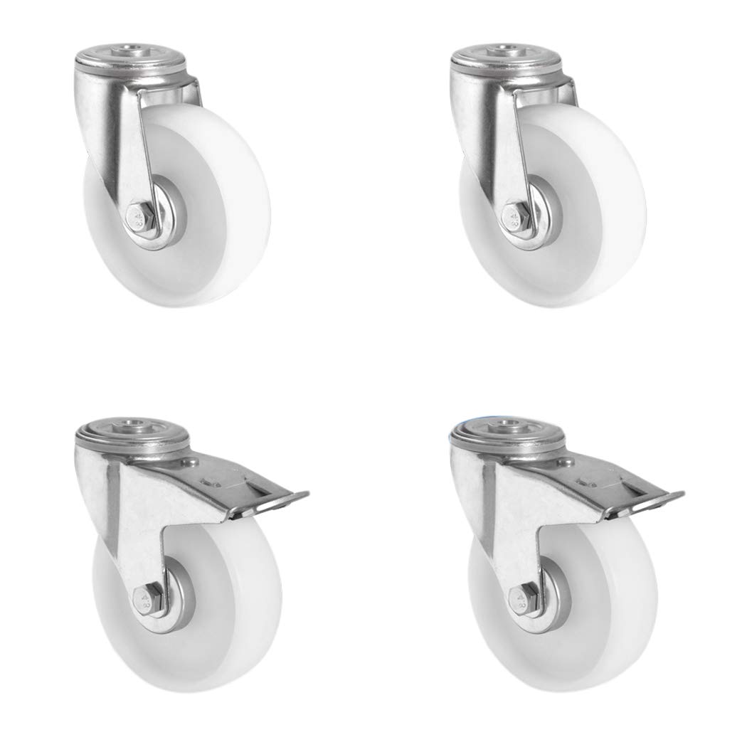 Juego hbbb100 N0 n 0r1 W rollo de 2 ruedas, agujero dorsal de, 2 con tope, poliamida, 100 mm de diámetro, ruedas de transporte, plástico, cojinetes de rodillo, soporta hasta 450 kg (4 unidades)