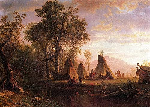 Affiche toile campement indien Bierstadt pour habiller un grand mur vide