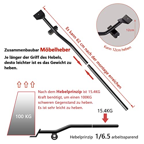 ONEON Möbel Transportroller Set, Stück Möbel Gleitsystem mit Möbelheber, Möbeltransport Set mit Möbelroller, 360 Grad drehbar Rads, Umzugshelfer möbeltransportrollen