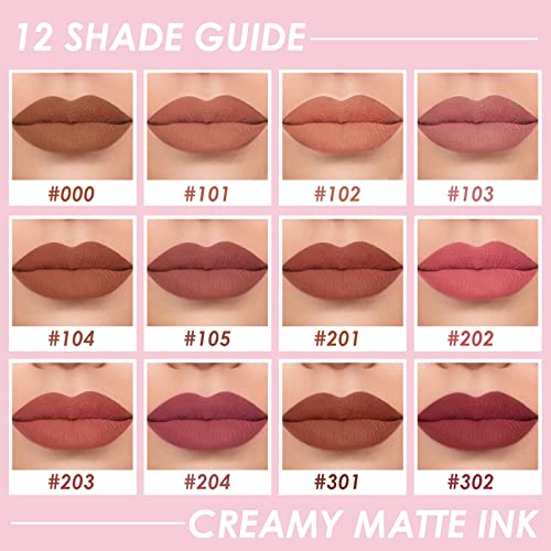 Focallure Velvet Matte Liquid Lipstick, Satin-Finish, High Pigmented Lip Color, Cheeks And Lips Tint, Lightweight, Quick-Drying, Berry Nude #TOP2