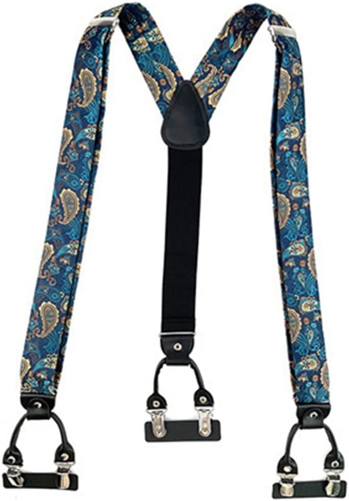 Men's Adult Y-Type 6 Clip Formal Adjustable Elastic Bib Youth Shirt Suspenders