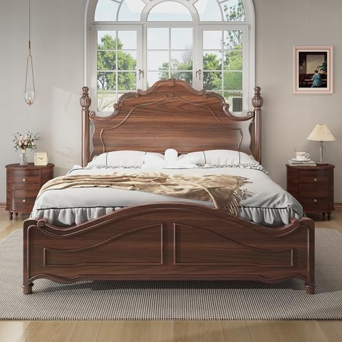 Image of Chogori Solid Wood End Table Set of 2 - Elegant Pine Side Tables with 2 Drawers, Compact & Versatile Nightstand for Living Room, Bedroom, or Small Spaces - Easy Assembly & Timeless Design(Walnut)