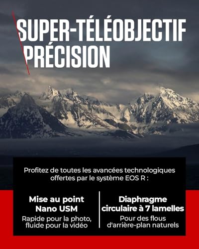 Objectif Canon RF 24-240 mm F4-6,3 IS USM téléobjectif et grand-angle standard 10x, faune, paysage, rue, compatible avec le système Canon EOS R