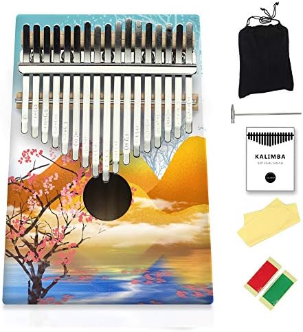 KERUS colour Kalimba 17 Keys Wood Portable Finger Piano piano Beginners Professional Painted Instrument Easy to learn (E)