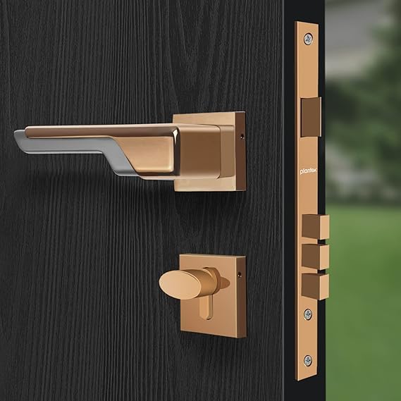 Premium Door Lock with 3 Years of Warranty/Main Door Lock for Home/Mortise Lock for Door - Main Door Lock Set (: PVD Choco & Satin Black Matt)