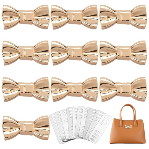 CRASPIRE 10Pcs Purse Bow Tag Metal Bag Labels Gold Alloy Bowknot Handmade Sewing Items Crochet Purses Signs Label Tags with Shim for DIY Craft Bags Making Hardware Clothes Shoes Gifts Accessories by CRASPIRE - Used condition - US$8.03