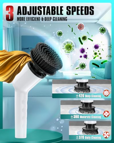 image for HattyRoom Electric Spin Scrubber, Cordless Shower Scrubber with 8 Repl