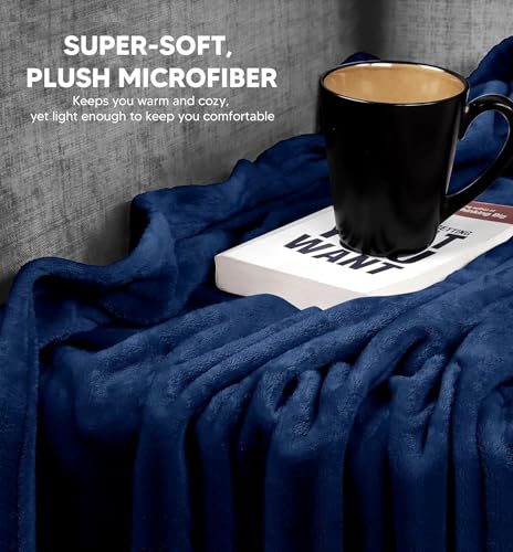Image of Cotton Bolls Textiles Cozy Plush AC Blanket for Single Bed, Lightweight All Season Blanket, Ultra Soft Blanket for AC Room, Mild Winter, Can Be Used as Bedsheet in Winter, 90x90 Inches, Navy Blue