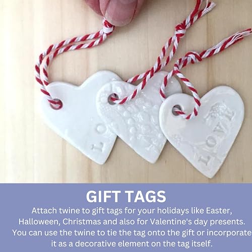 Fio vermelho e branco, barbante de Natal, fio de padeiro de algodão de 200 metros, cordão de algodão