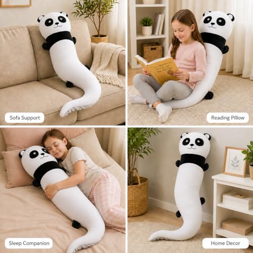 Image of Tianmihou 48 inch Giant Panda Plush Stuffed Animal, Big Bear Glow in The Dark Fluorescent Plushies Pillow Toy, Jumbo Cute Panda Body Pillow Gifts for Kids Adults, Birthday