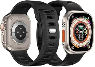 سوار رياضي متوافق مع ساعة ابل الترا 2/الترا 49 ملم 45 ملم 44 ملم 42 ملم للرجال، اساور معصم بديلة من السيليكون الناعم المقاوم للماء لسلسلة اي ووتش 9 8 7 6 5 4 3 2 1 SE SE2 (اسود)