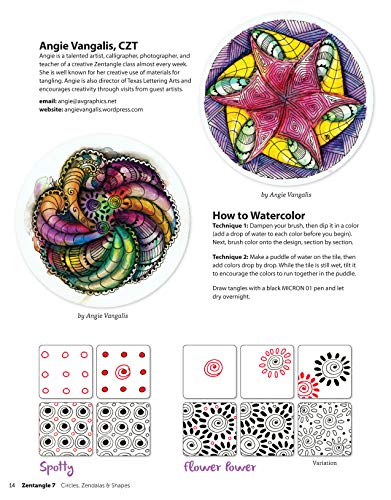 Zentangle 7, Expanded Workbook Edition: Circles, Zendalas & Shapes (Design Originals) 40 Original Tangles, Zen Mandalas, Easy Techniques for Beginners, Practice Exercises, Beautiful Examples, and More - Image 3