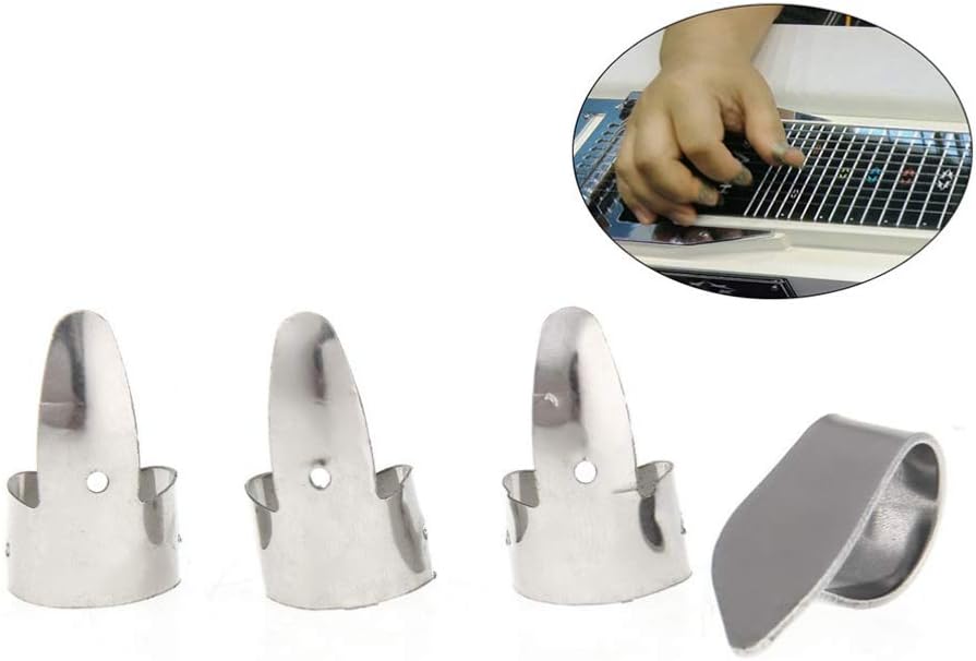 8pcs Guitar Finger Pick Silver Stainless Steel Guitar Parts Thumb Pick for Bass Ukulele Electric Guitar