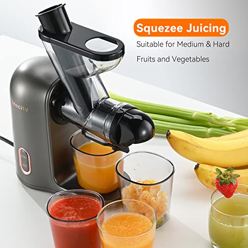 Mecity Small Masticating Juicer Electirc Slow Juicer with Reverse Function For Home, Easy to Clean Juicer Extractor with Travel Bottle, Self-Feeding Juice Maker for Vegetable and Fruit
